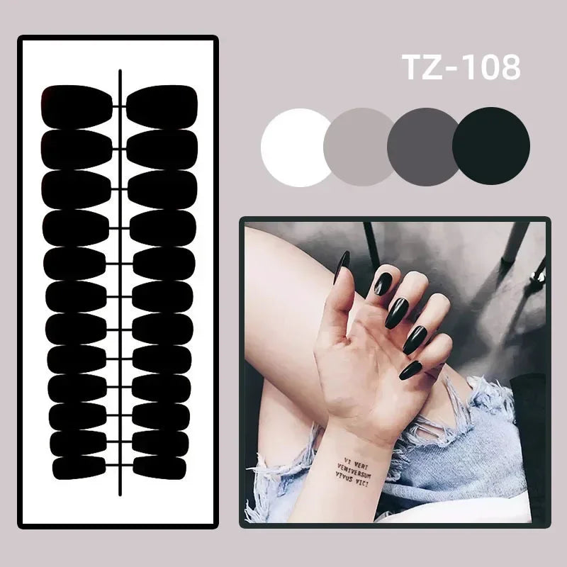24Pcs Mid-length Ballet Press on Nails Red Valentine's Day Design Fake Nails Love Rose Pattern Nail Tips Wearable False Nail Art 108