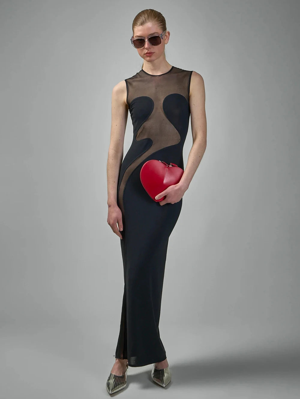 Elegant Mesh Patchwork Sleeveless Bodycon Party Club Evening Dress Sexy Bodycon Perspective Vestido 2025 Summer Clothing