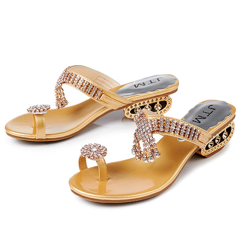 Slippers Rubber - Rhinestone Shower Summer House with Feet Toes Silver Woman - Gold Sandals Beach Elegant