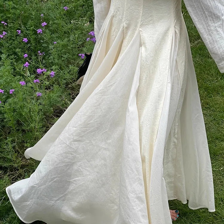 Lautaro Autumn Long Thin Flowy Fit and Flare Linen Coat for Women Black Elegant Chic Luxury Designer Clothes Runway Fashion 2025