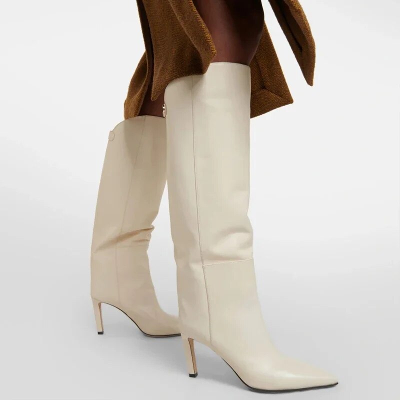 Size 34-43 Women Knee High Boots Luxury Brand Sexy Super High Heels Shoes For Women Winter 2024 Leather Long Boots