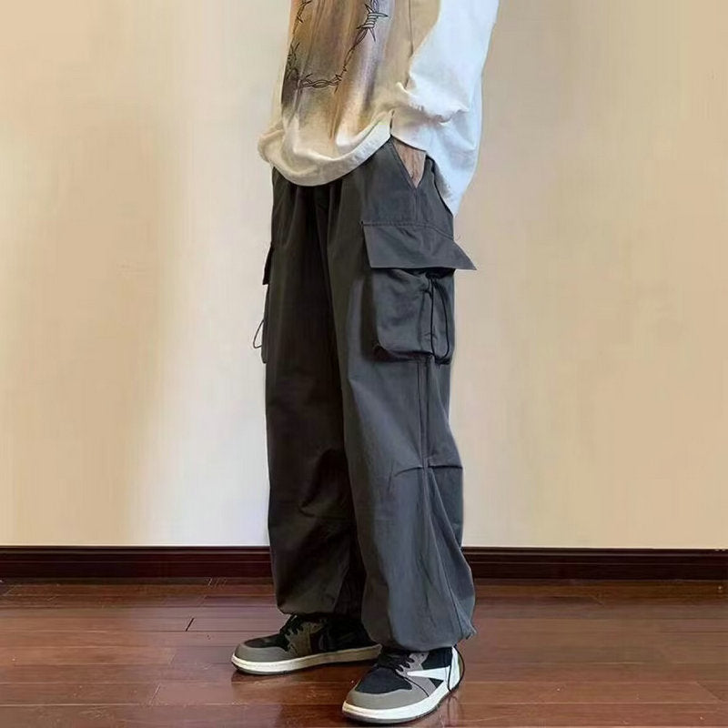 Pantalon Cargo pour hommes et femmes, Streetwear, sarouel décontracté, taille élastique, couleur unie, multi-poches, ample, Baggy, printemps 2023
