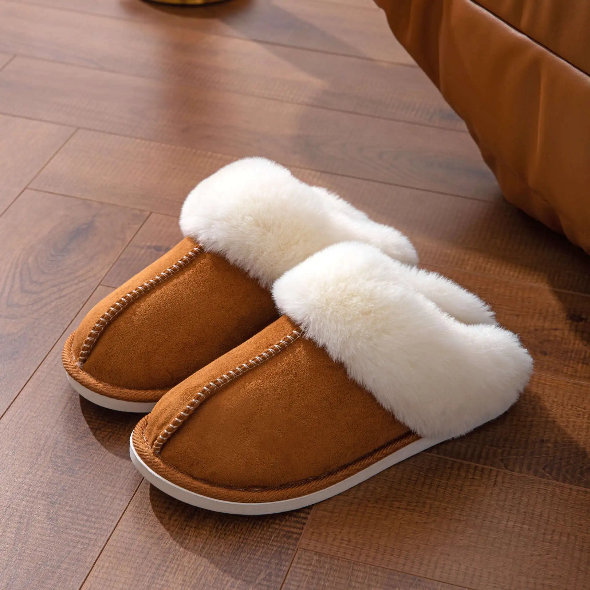 Plush Warm Home Flat Slippers Lightweight Soft Comfortable Winter Slippers Women's Cotton Shoes Indoor Plush Slippers