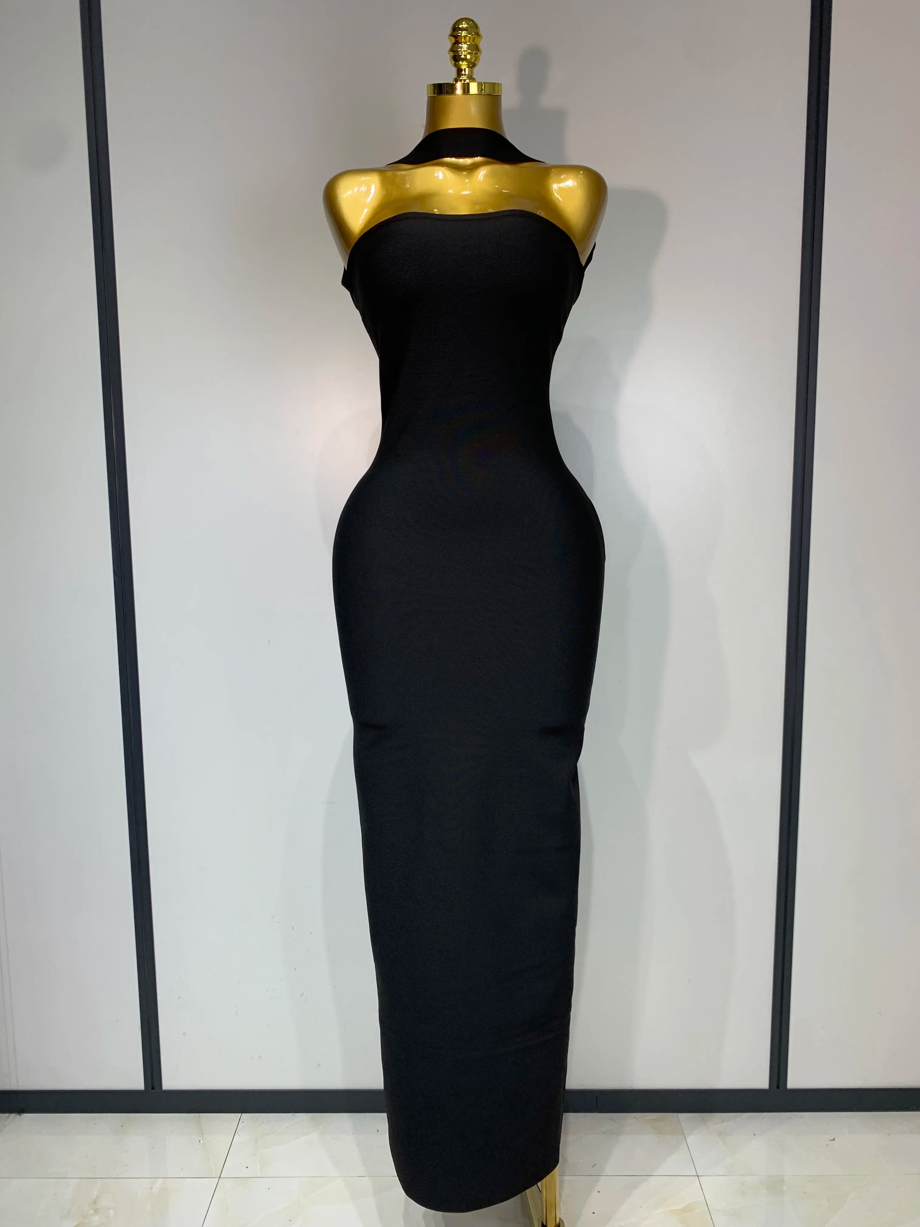 Women Sexy Backless Bodycon Bandage Dress Sleeveless Maxi Long Elegant Dresses 2025 Luxury Birthday Dress Club Party Outfit black