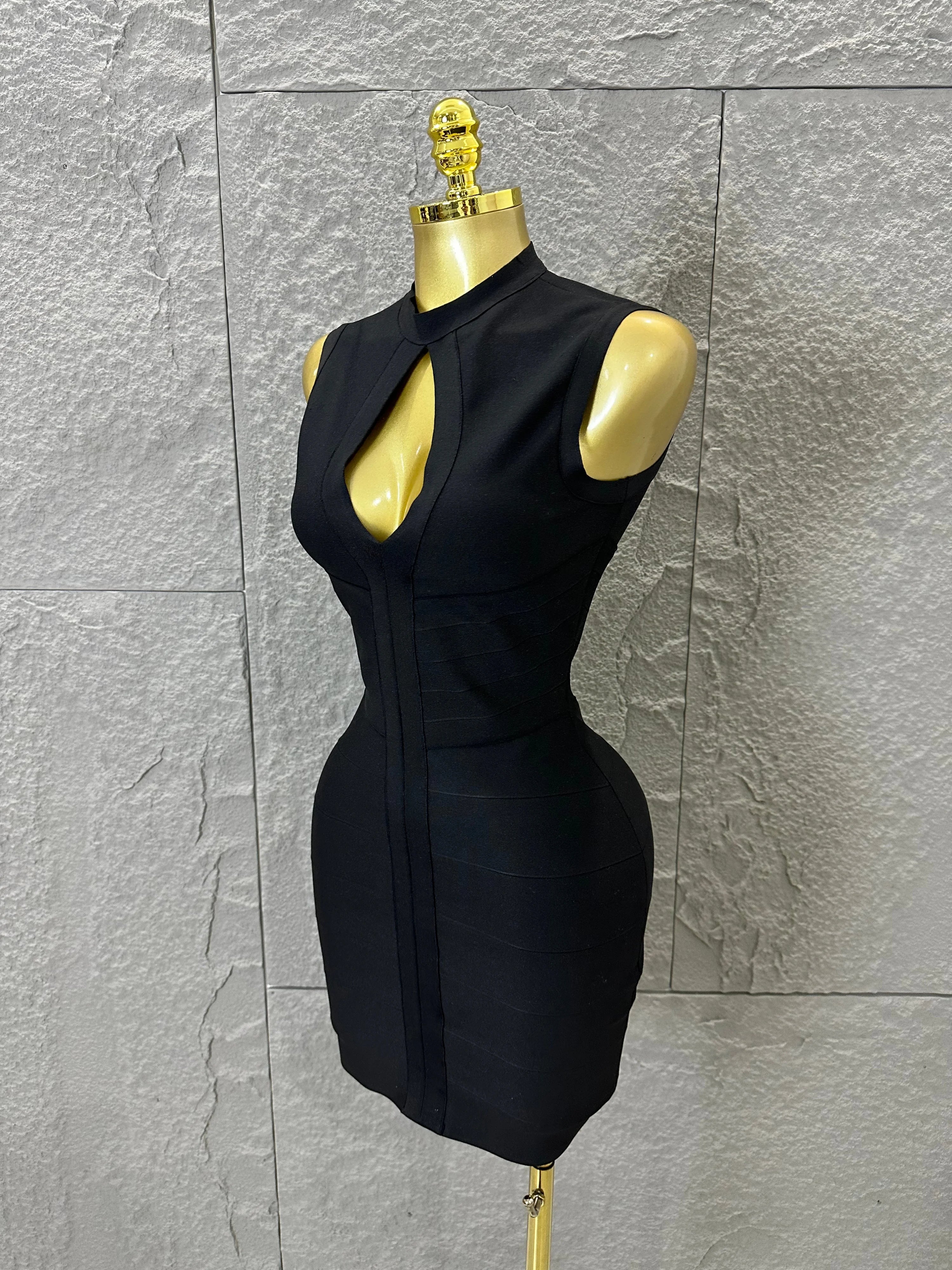Sexy Sleeveless Keyhole Cutout Bandage Form-Fitting Outfit Evening Gala Party Fashion Celebrate Birthday Party Dress Vestido