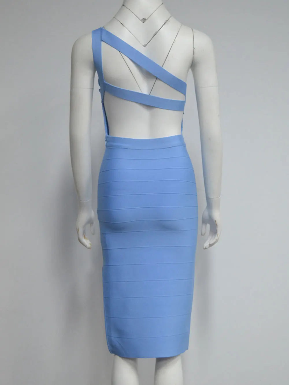 2025 Elegant Women's Single Shoulder Sleeveless Bandage Dress with Diagonal Collar Bodycon Bareback Split and Knee Dress Vestido