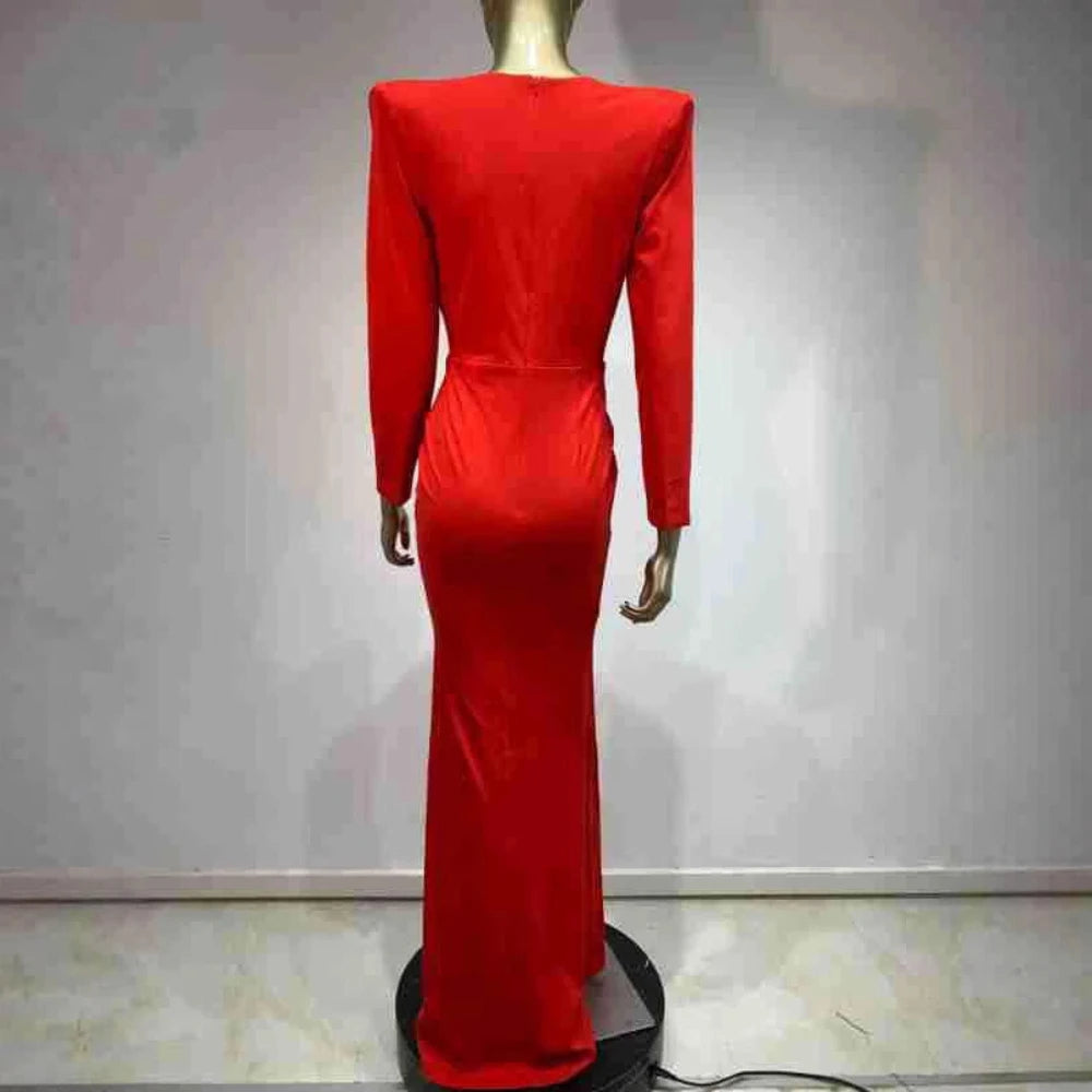 Solid Slimming Spliced 3D Flower Dresses for Women V Neck Long Sleeves Temperament Dress Female Fashion Clothing