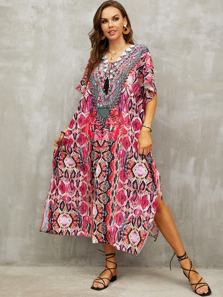 Plus Size Beach Cover Up Robe Plage Pareo Long Dress Summer Beachwear Swimsuit Cover Up Tunic For Beach Kaftan Dress Color 22 One Size