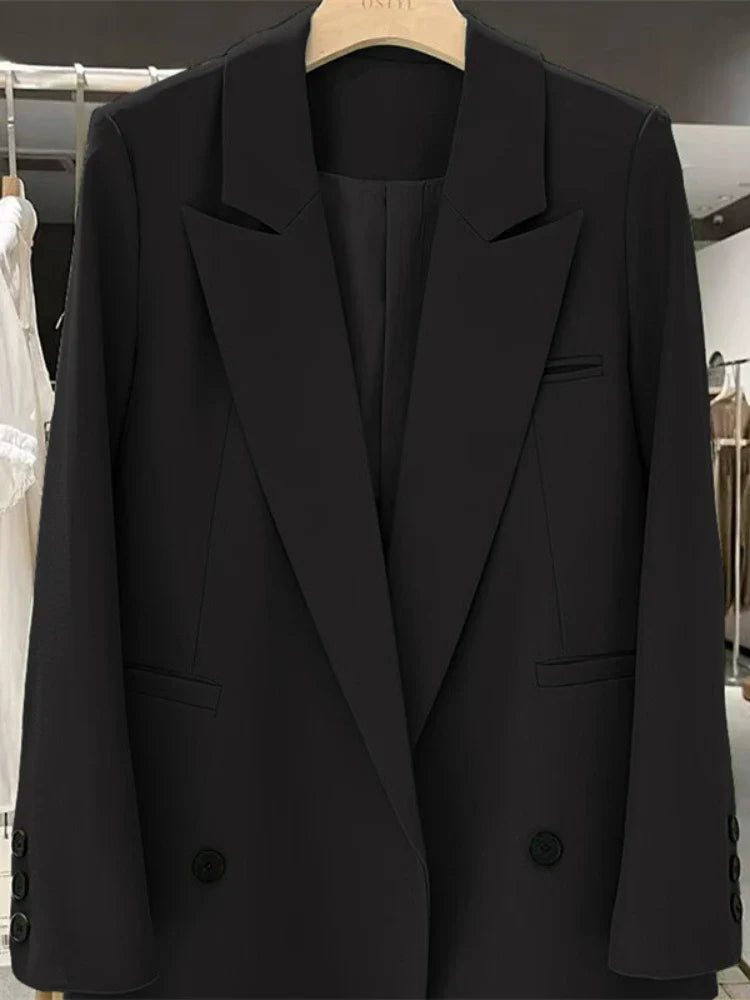 Chic Office Lady Blazer Women's Coats Spring Autumn Female Tops Street Trend Ladies Outerwear Blazers for Women Jacket Clothing Black