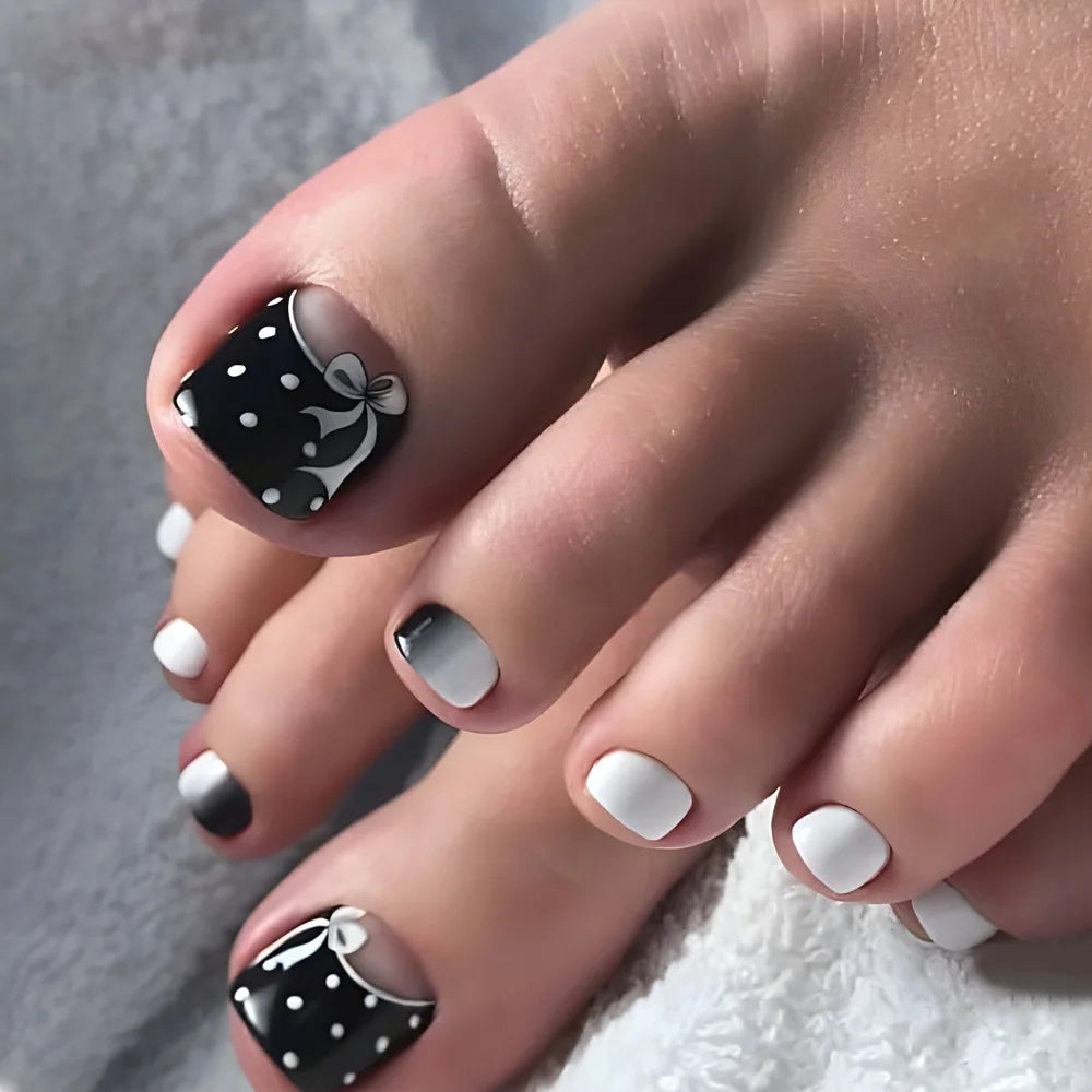 24pcs/set hot teo fake nails for summer season glitter rhinestones flowers bow Leopard watermelon pattern press on false nails 1413