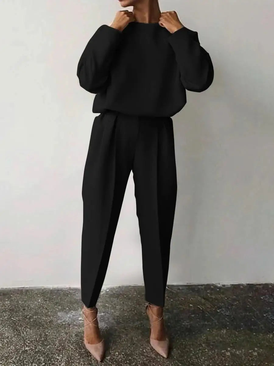 2 Piece Sets Women Outfits Simple Solid Tracksuit Drawstring Sportswear Joggers 2pcs Sets Spring Autumn Winter Clothing 3xl Black
