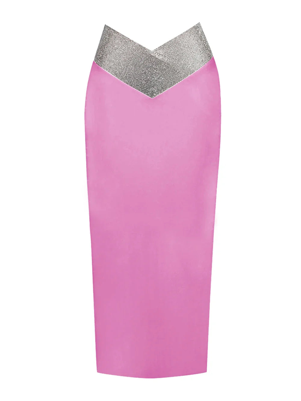 Women Crystal Diamonds White Black Bodycon Midi Bandage Skirt Designer High Waist Party Club Pencil Skirt 77cm Pink