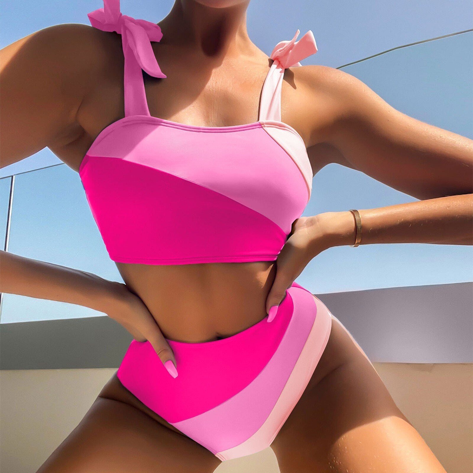 Summer Swimwear 2024 Two Piece Hot Sexy Bikini Set Hot Pink