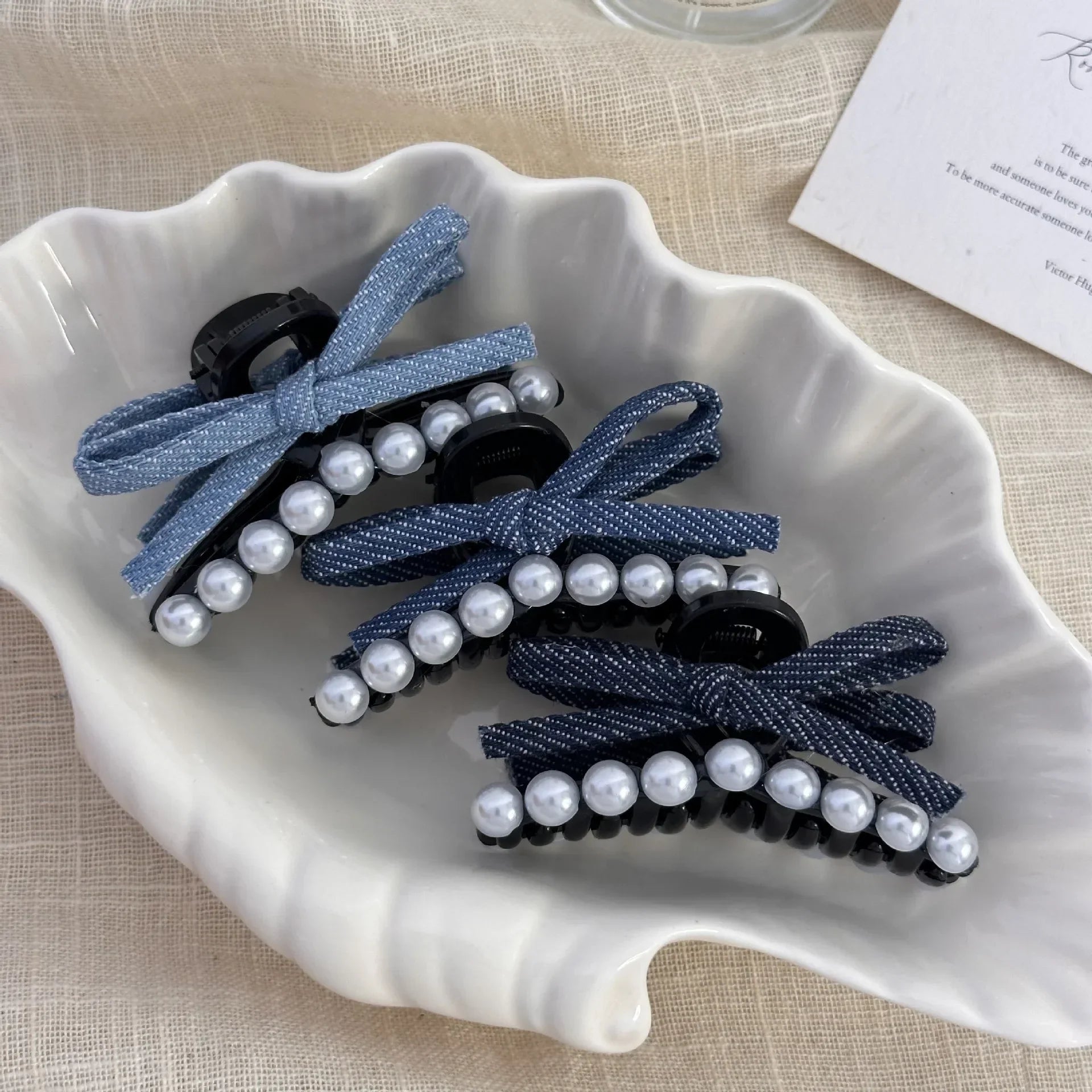 Hair claw clips for women girl pin bow pearl popular vintage crabs ribbon kpop korean adults trendy leading fashion catches new