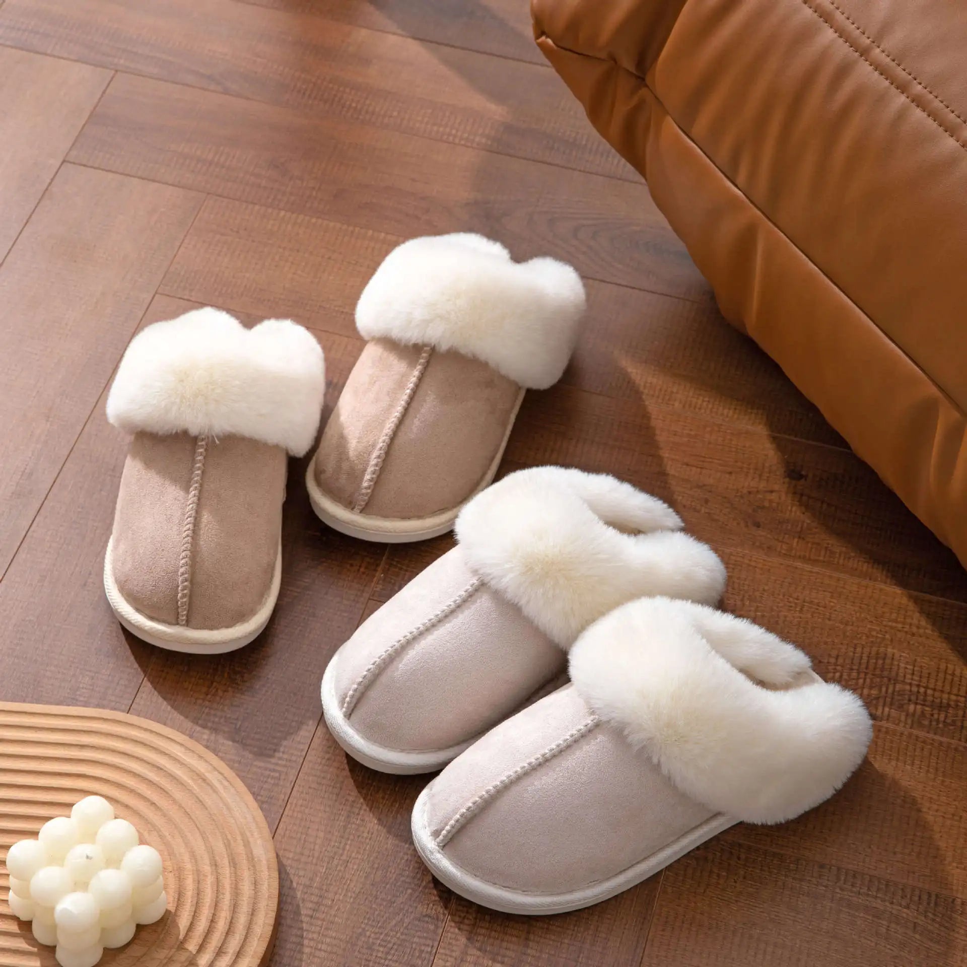 Plush Warm Home Flat Slippers Lightweight Soft Comfortable Winter Slippers Women's Cotton Shoes Indoor Plush Slippers