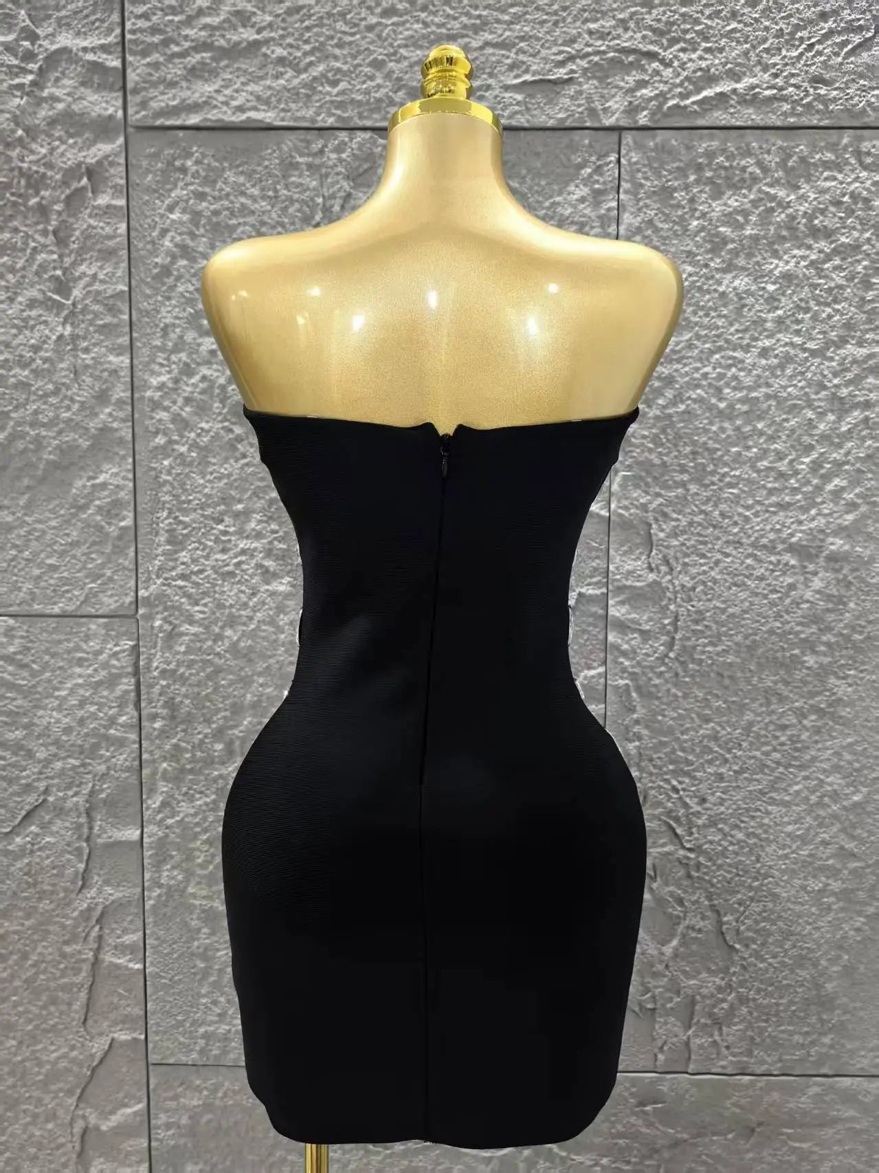 Sparkly Big Crystal Women Sexy Strapless Bodycon Mini Bandage Dress Fashion Nightclub Party Birthday Outfit Wholesale