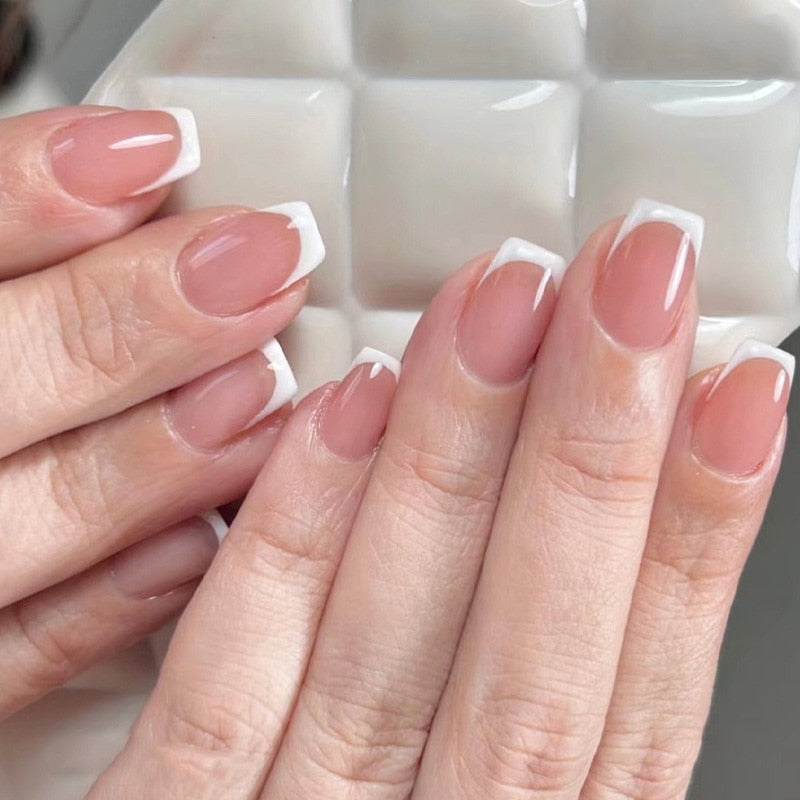 24pcs накладные ногти False Nails Supplies For Professionals With Glue Charming Nail Art Press On Nails French Wearable Manicure JP2357