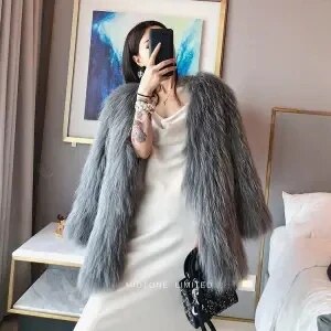 Super Hot Women's winter coats Elegant Blue Faux Fur Coats Female clothing Long Sleeve Thick Warm Outerwears Lady Oversize C grey