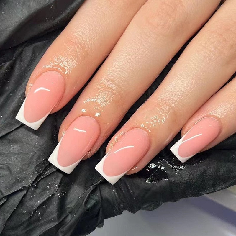24pcs накладные ногти False Nails Supplies For Professionals With Glue Charming Nail Art Press On Nails French Wearable Manicure JP2386