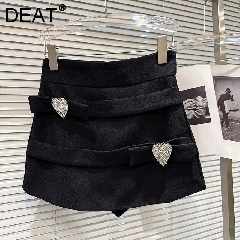 Winter New Niche Design Heart-shaped Rhinestone Buckle Thickened High-waisted Shorts For Women Female Trendy 11A07474