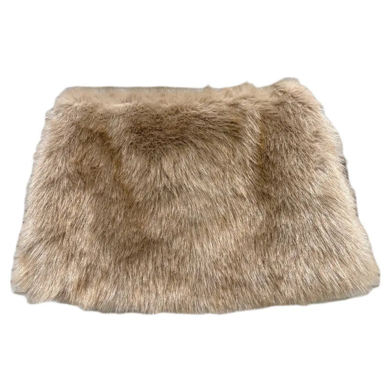 Winter New Fashionable Faux Fur Furry Short Skirt For Women High Waist A-line Wrapped Hip Mini Skirts Female 11A07678