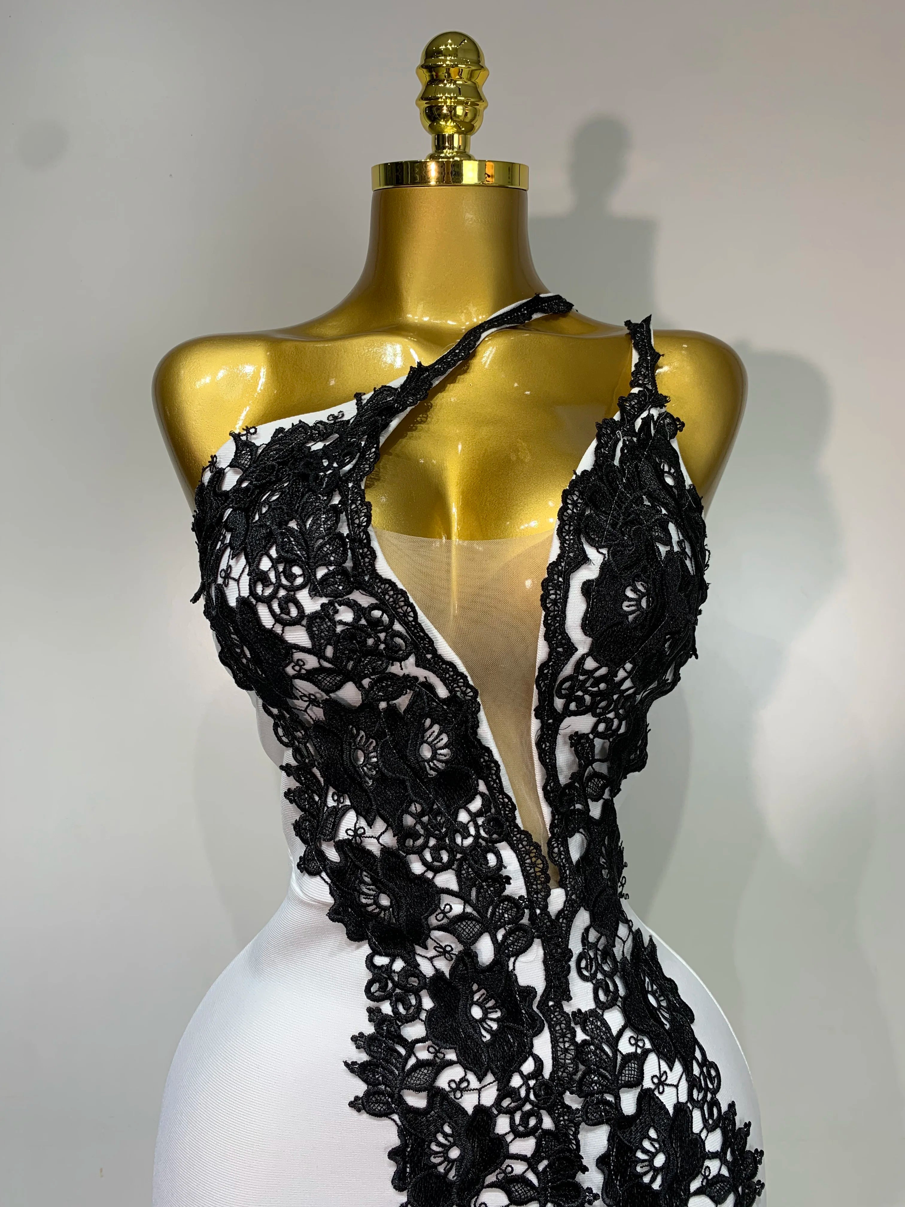 Women New Designer Black Lace Bodycon Bandage Dress Luxury Birthday Party Dresses Elegant Long Celebrity Evening Prom Gowns