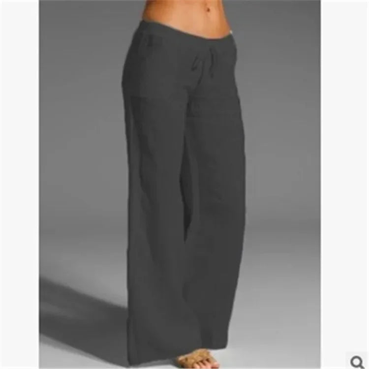 Summer Cotton Linen Women's Pants Oversize Black Wide-leg Pants Casual Pants Female Trendy Loose Fashion Trousers Ladies black