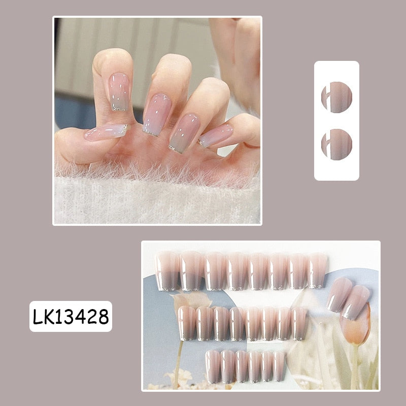 Y2k Fake Black Nail Long Ballet Reusable Adhesive Acrylic Press on set Nails Dark Acrylic Artificial False Nails Arts Tips 24pcs 13428