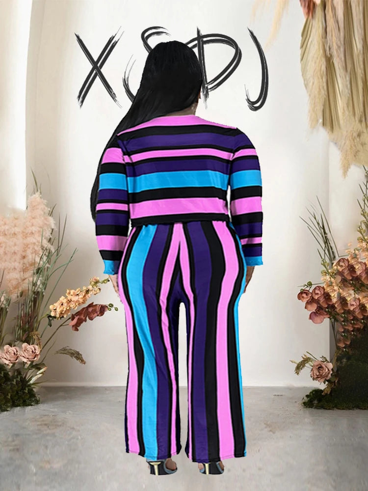 Curvy Woman Clothes Plus Size Autumn 2 Piece Outfit Set Elegant Pants and Blouse Set Ladies Casual Outfits