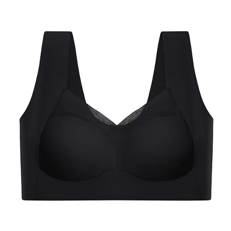 Underwear Seamless Bra Women Is Sexy Large Size Tops Support Small Comfortable No Steel Ring Underwear Yoga Fitness Sleep Tank Black
