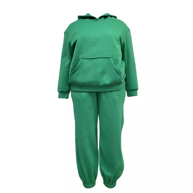 Women's Tracksuit Suit Spring Summer Warm Hoodie Sweatshirts Two Pieces Oversized Solid Casual Hoody Pulleys Long Pant Sets