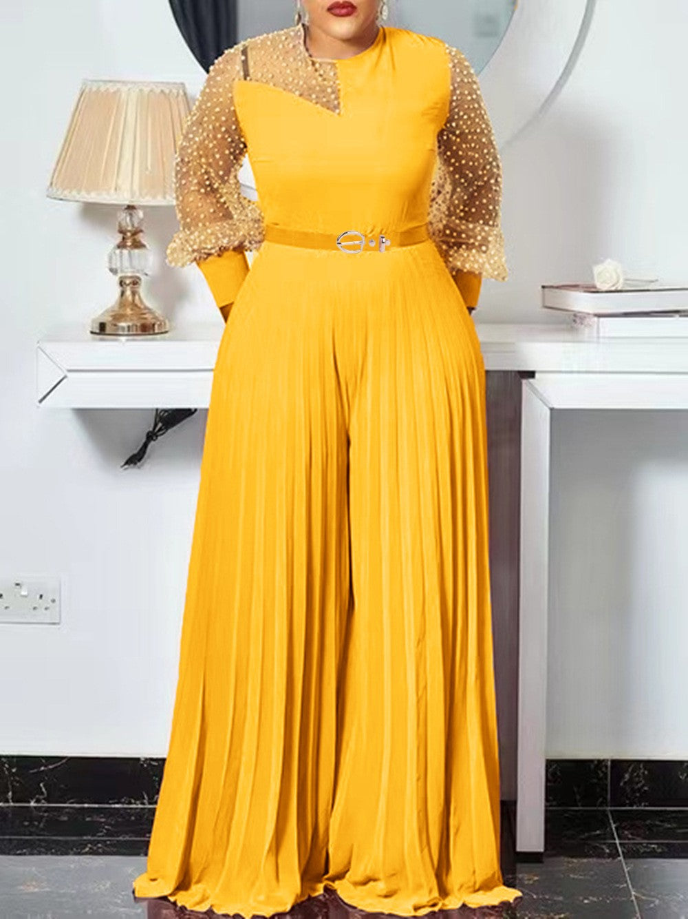 S-5xl Tenues D'automne Femmes Rose Mode Grande Taille Combinaison Mince Plissée À Manches Longues Barboteuses Vêtements Élégants En Gros Livraison Directe