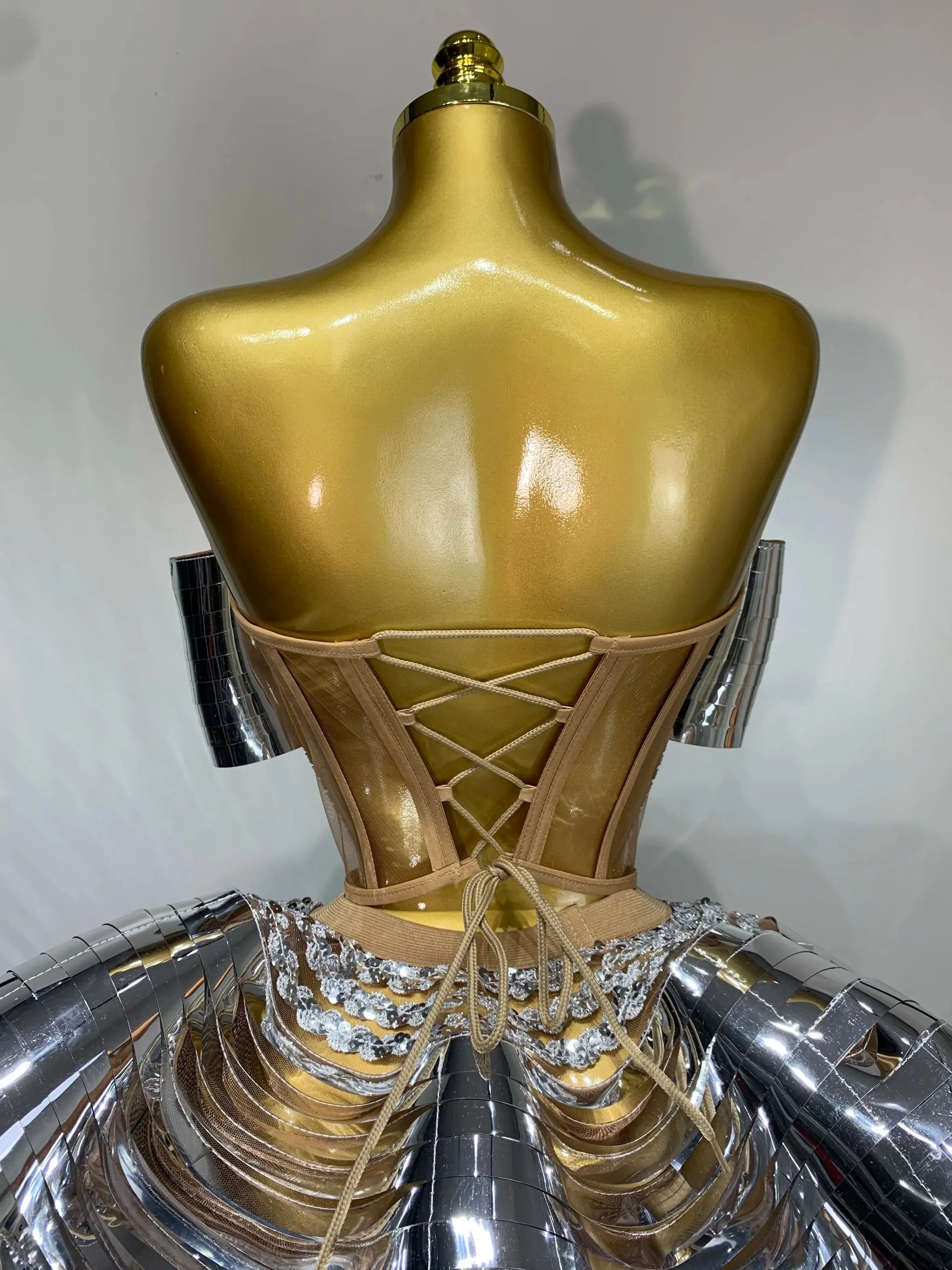 Women Stage Performance Costume Two Piece Set Silver Sequins Rhinestone Fancy Outfit Sexy Backless Shiny Birthday Party Dresses