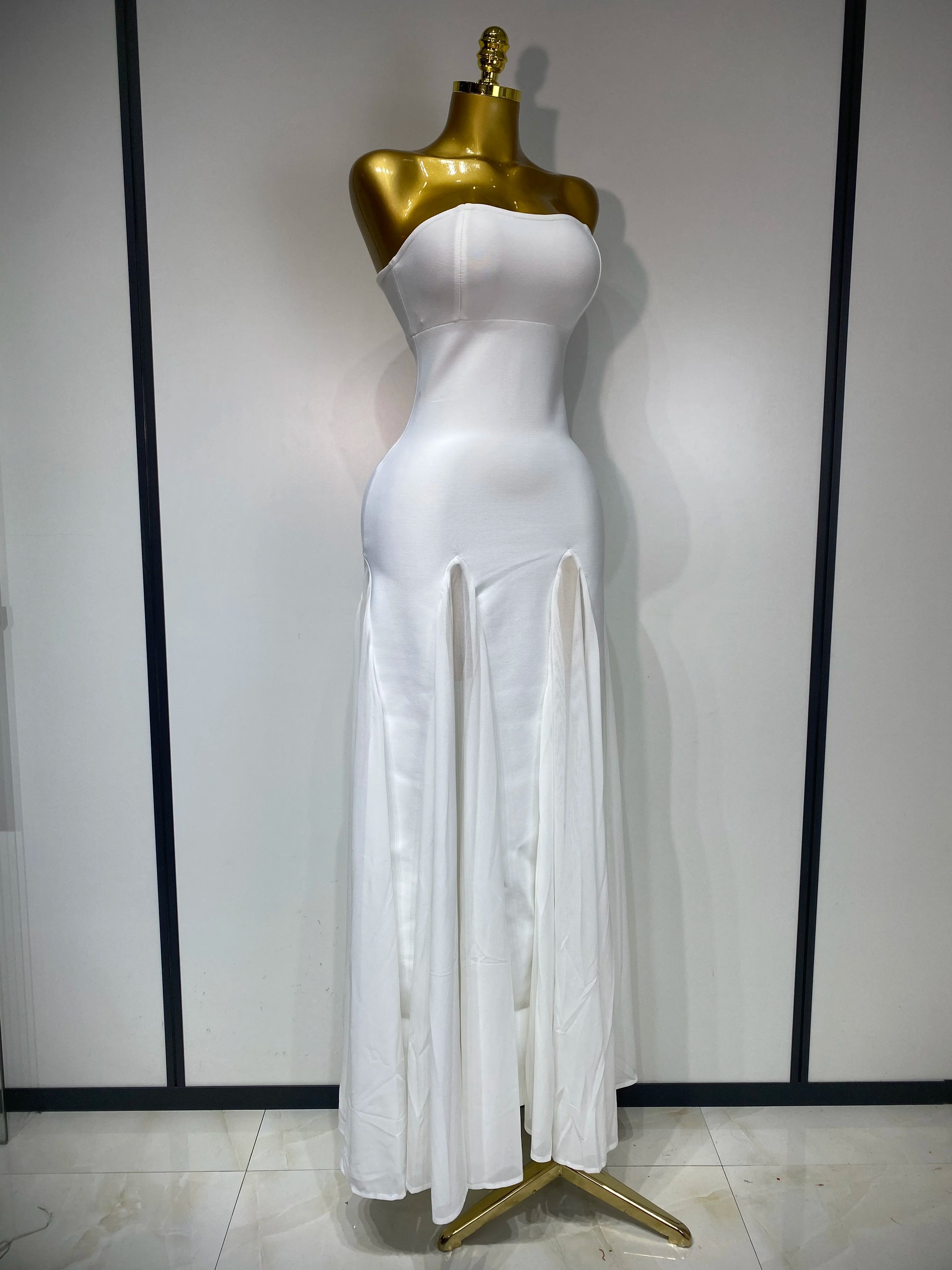 Women Sexy Backless Bodycon Bandage Dress Sleeveless Maxi Long Elegant Dresses 2025 Luxury Birthday Dress Club Party Outfit