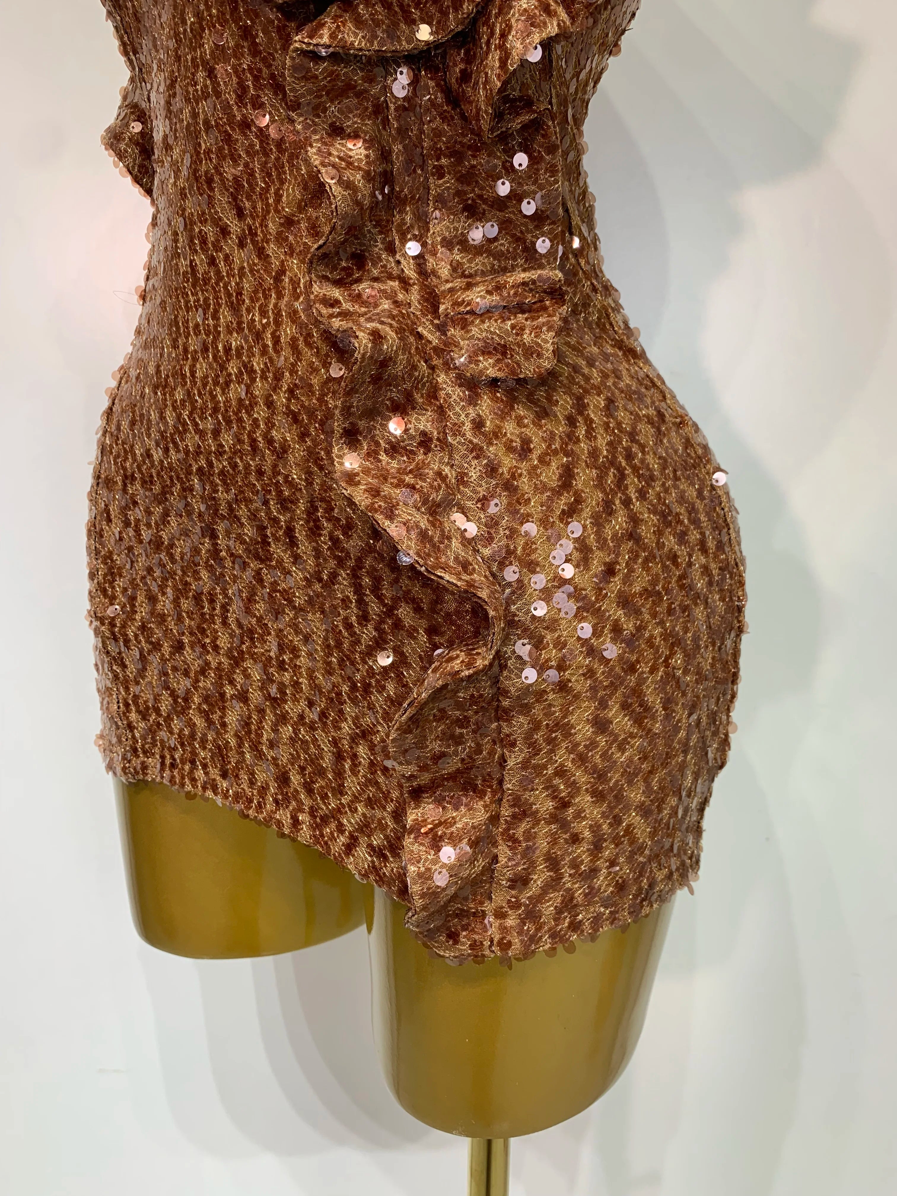 Women Sexy Strapless Backless Brown Sequins Mini Dress 2025 Celebrity Elegant Evening Party Club Luxury Birthday Guest Gown