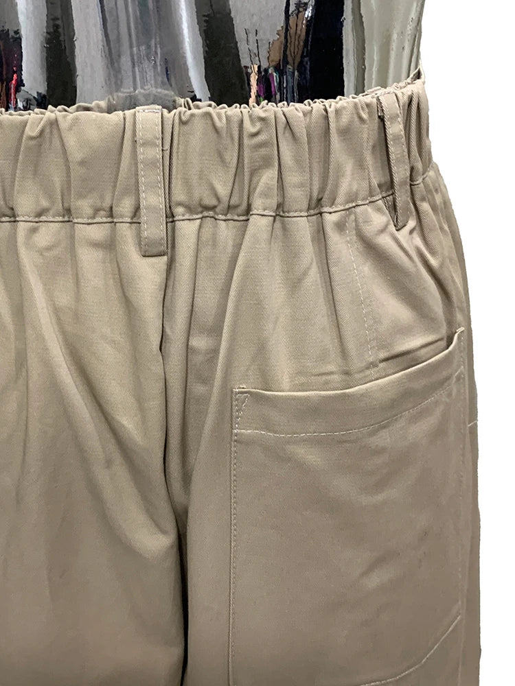 Lautaro Summer Autumn Baggy Khaki Wide Leg Shorts for Men Elastic Waist Loose Luxury Designer European Fashion Clothes 2025