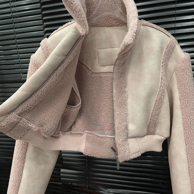 Autumn Winter New Fashion Fur-Lined Thickened Short Coat Patchwork Short Skirt Two-Piece Set For Women 11A07782