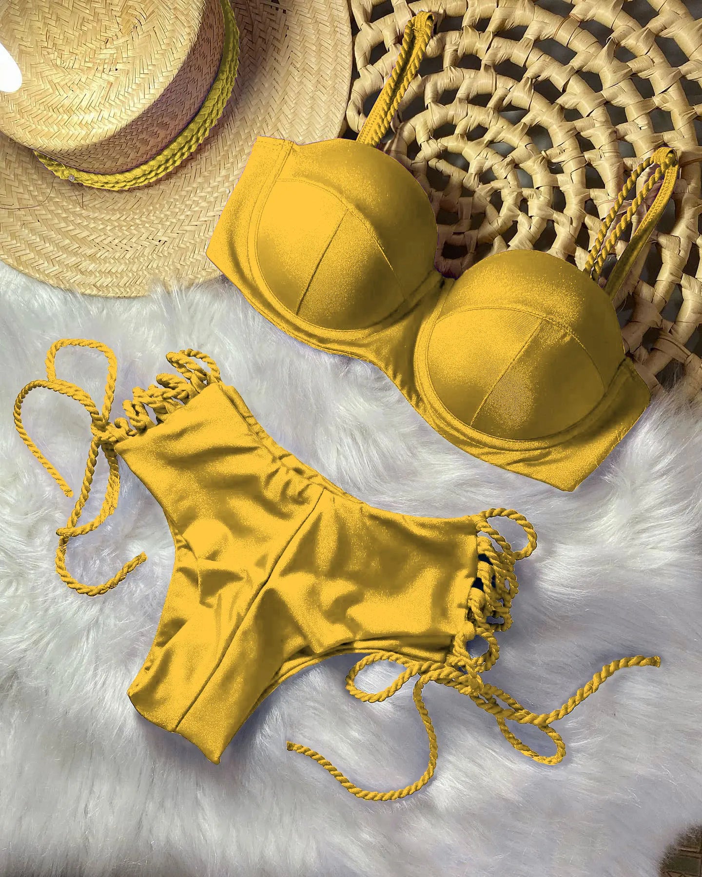 Sexy Bikinis Sets Push Up Women's Swimsuit Tie Side G-String Vintage Solid Swimwear Chest Pad Summer Beachwear Bathing Suit MA24220 2