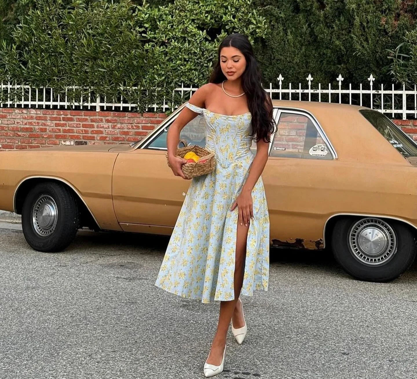 Suninheart Summer Dress Women 2023 Green Lace Up Floral Print Dress Elegant with Boning Casual Party Holiday Dress High Quality blue print