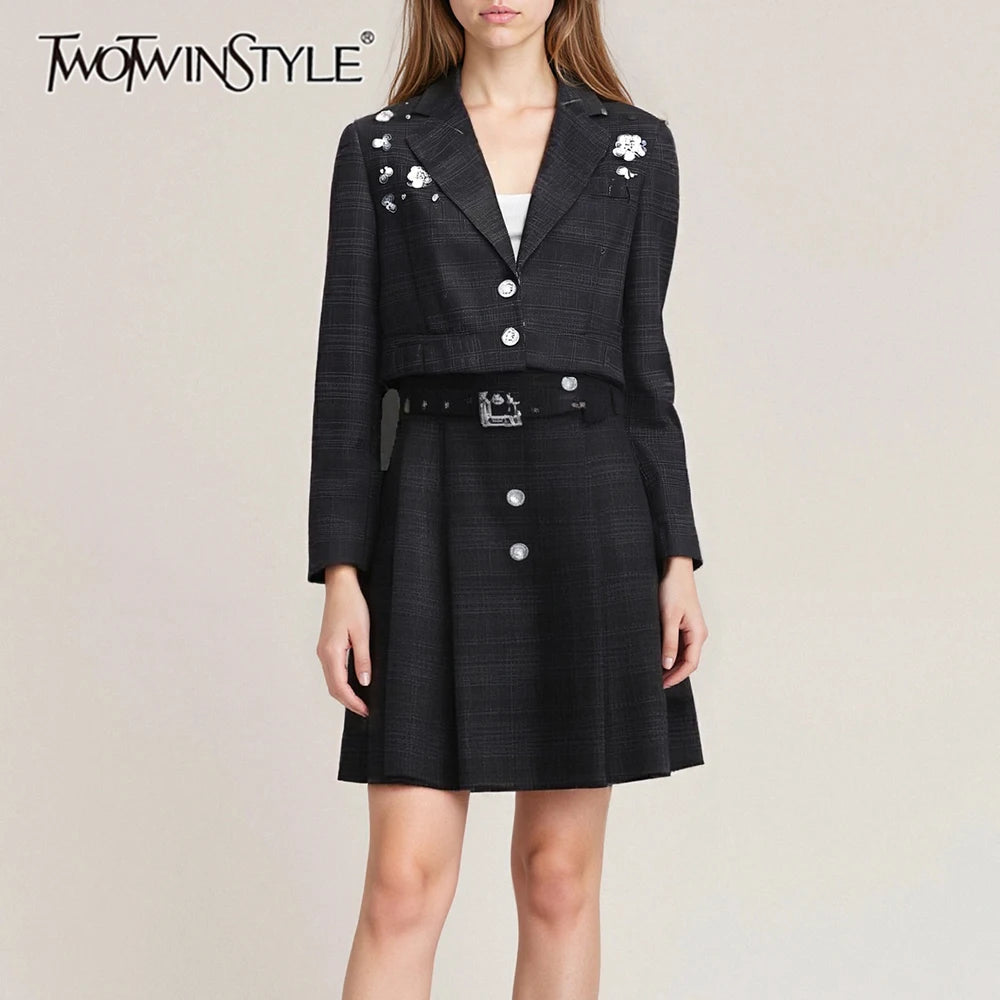 Solid Slimming Spliced Appliques Elegant Jackets for Women Lapel Long Sleeve Patchwork Button Fashion Jacket Female