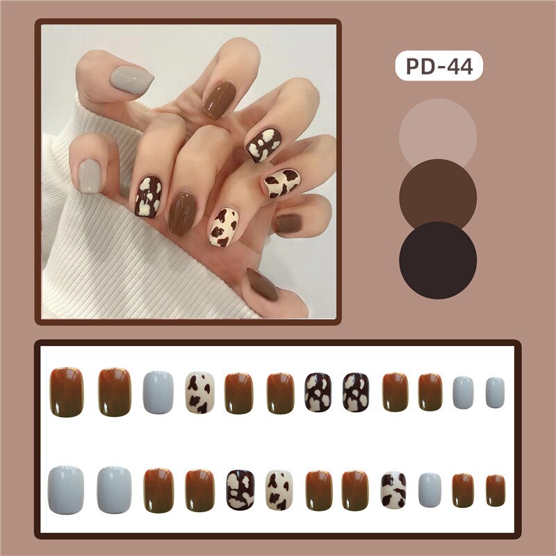 24pcs Lemon Short Wear Tips Nail False Patch Press on Nails Supplies for Professionals Artifical Fake Nails Faux Ongles Uñas PD-44-Fake Nails Art