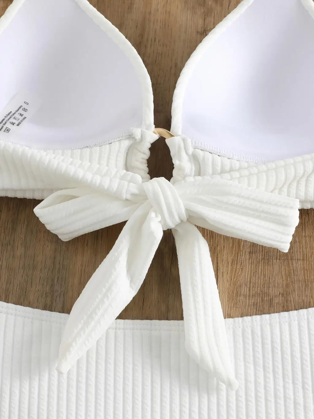 Chain Linked Cut Out Halter Bikini Sexy Swimsuit Women White Swimwear Female Bathers Bathing Swimming Swim Suit Beachwear