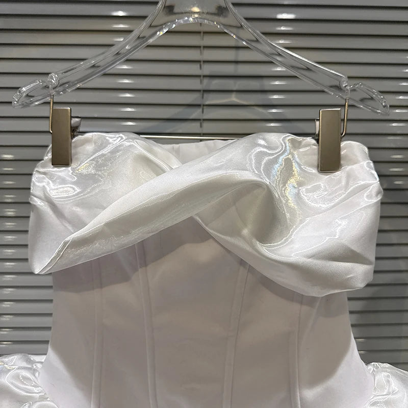 Winter New Sweet Fashion Ruched Twist Hem Fishbone Waist Cinching Strapless Dresses For Women Dress Female 11A07797