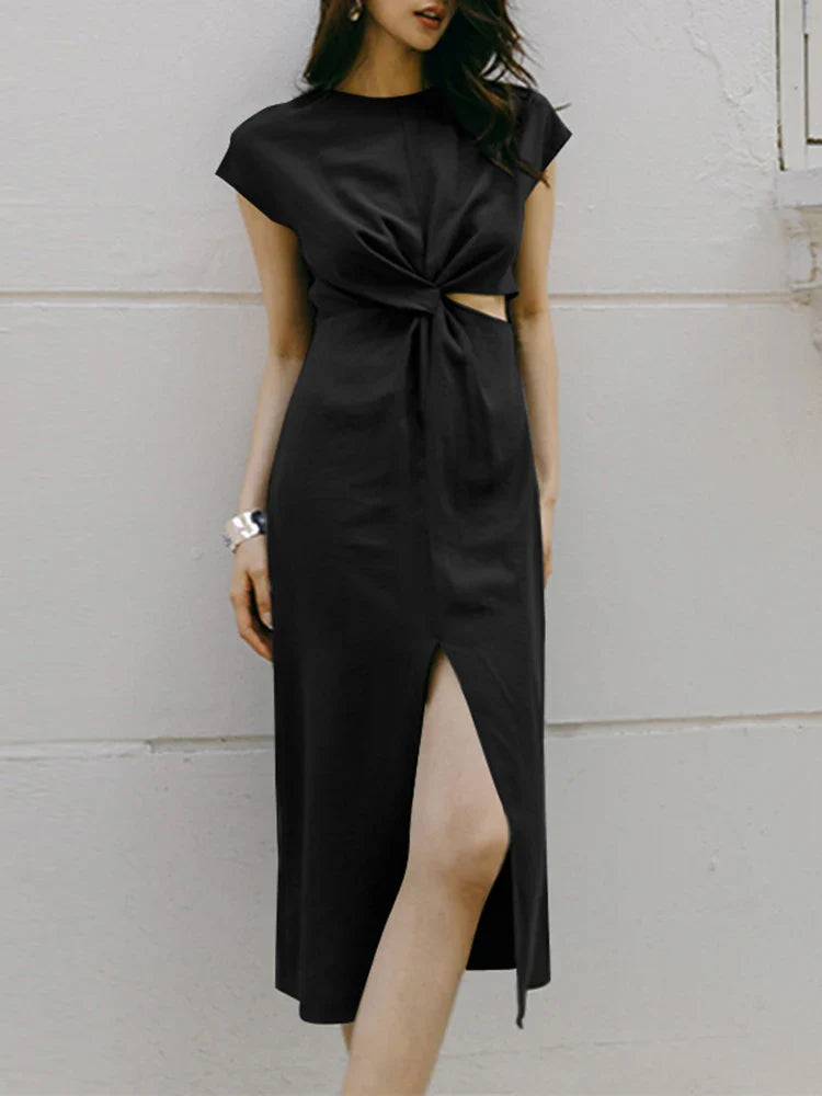 Summer O Neck Sleeveless Zipper Sundress ZANZEA Women Elegant Solid Dress Casual Sexy Split Midi Vestidos Work OL Robe Sarafans