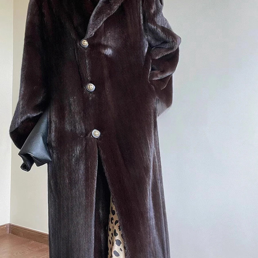 Lautaro Autumn Winter Long Thick Warm Soft Fluffy Faux Mink Fur Coat Women Elegant Luxury Designer Clothes Vintage Fur Overcoat