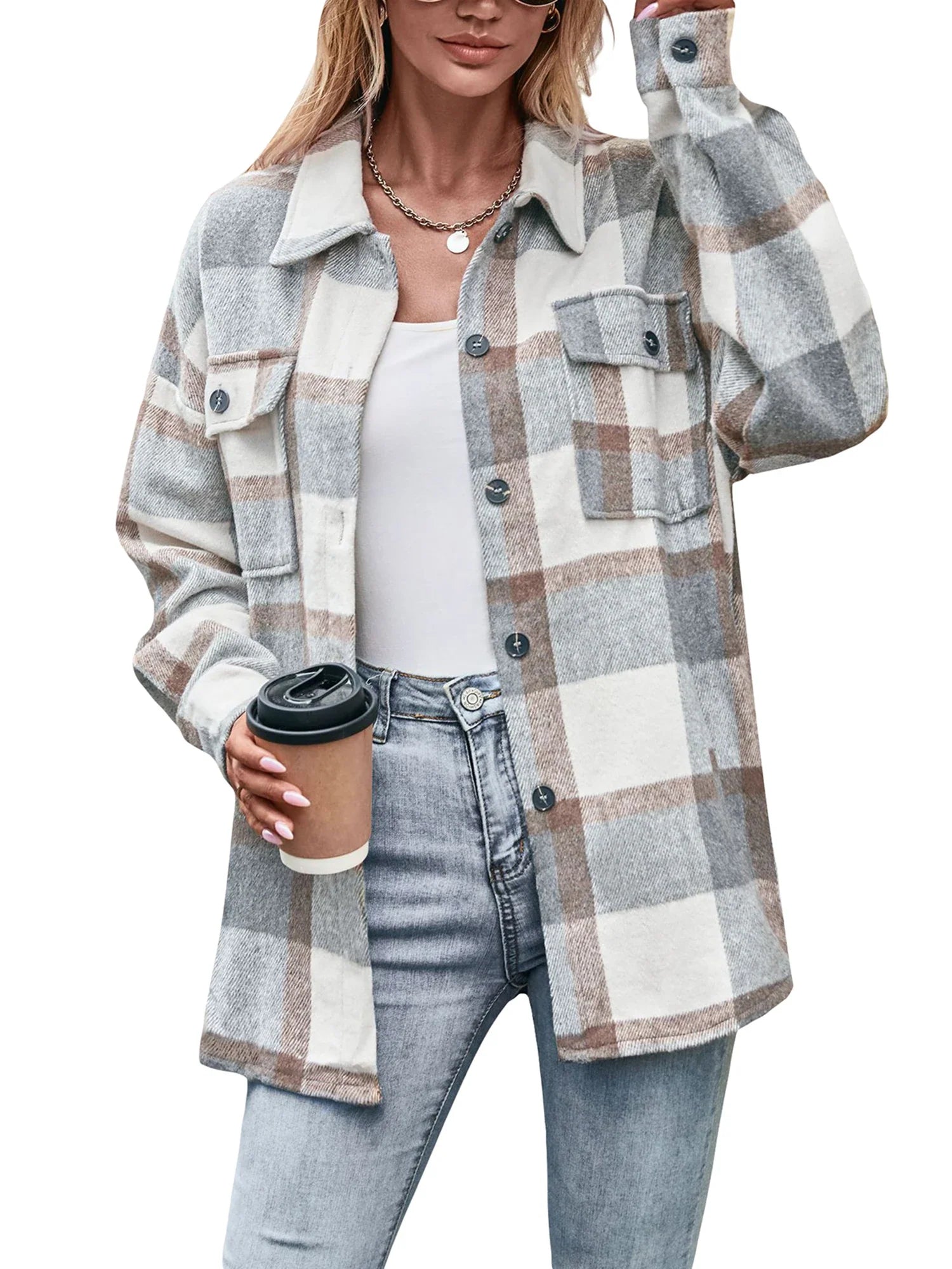 Women s 2023 Autumn Winter Plaid Flannel Button Down Shirts - Stylish Oversized Boyfriend Fit Tops for a Trendy Look