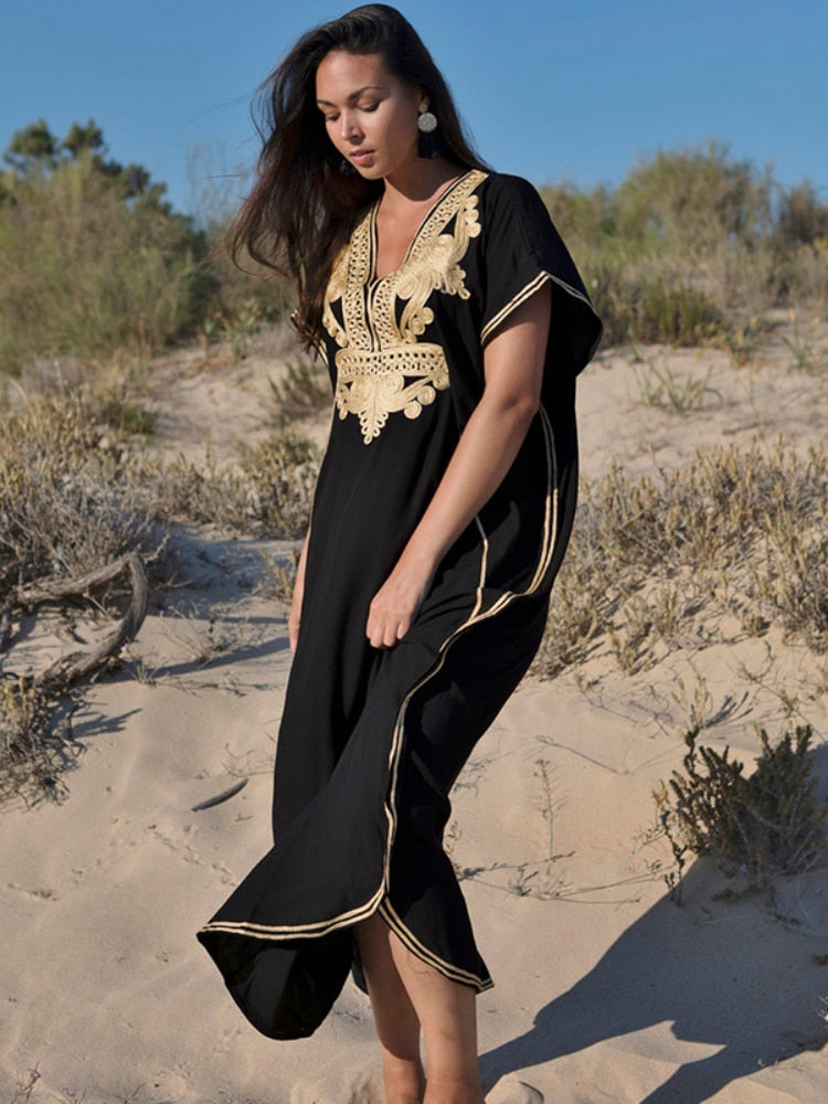 Plus Size Kaftan Tunic Beach Dress Swim Wear Bathing Suit Cover Up