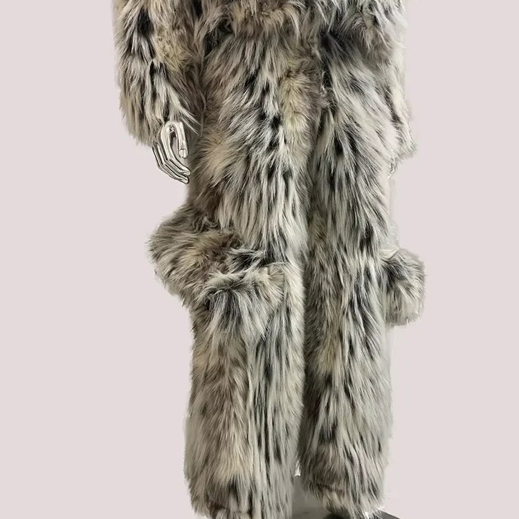 Mauroicardi Winter Long Colorful Thick Warm Hairy Fluffy Faux Fox Fur Wide Leg Pants Men Luxury Designer Emo Clothes Streetwear Multicolored