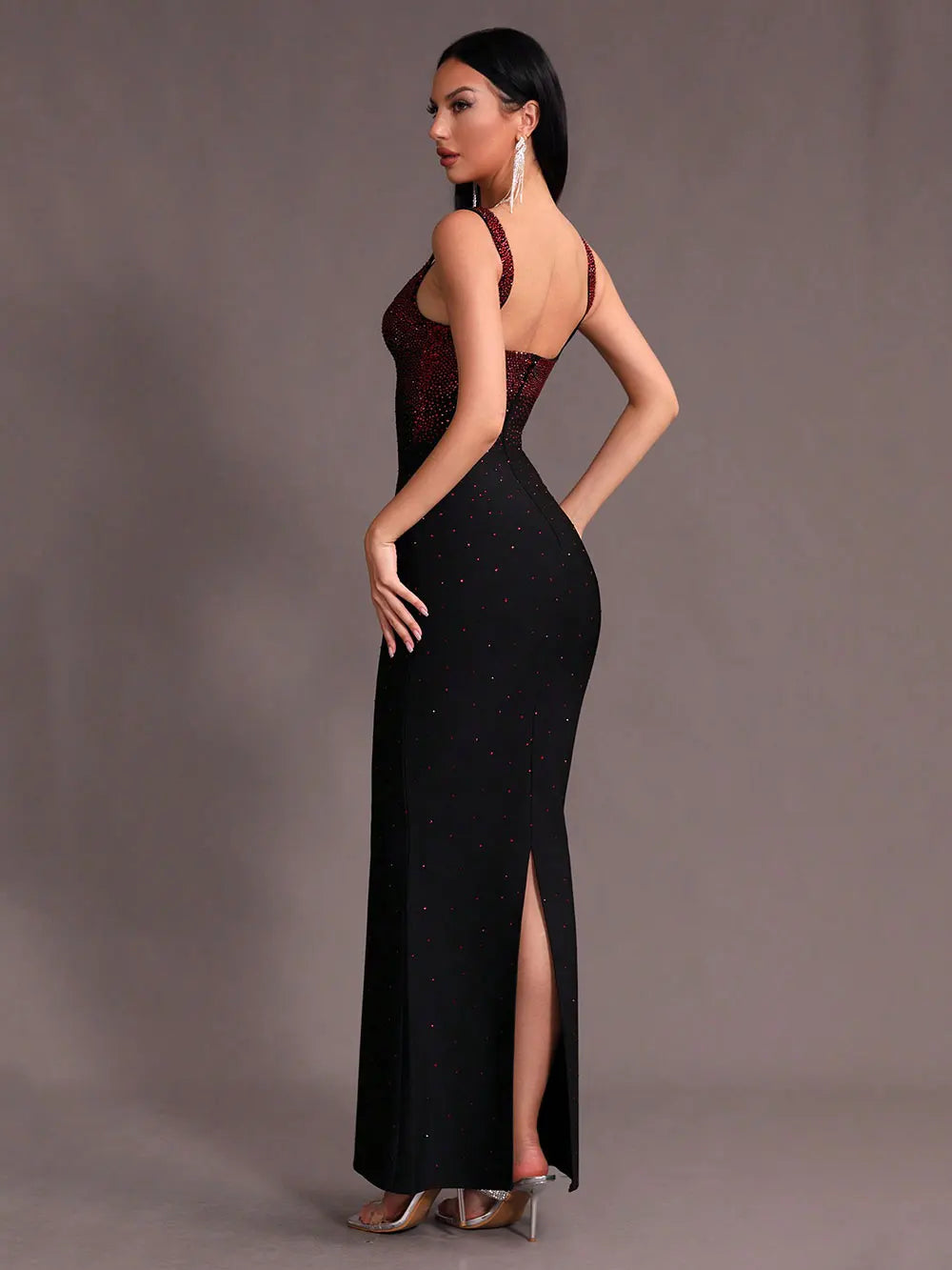 2025 Elegant Women Light Luxury Hot Diamond Bandage Dress Camisole Sleeveless Bodycon backless Long Dress Evening Party Vestidos