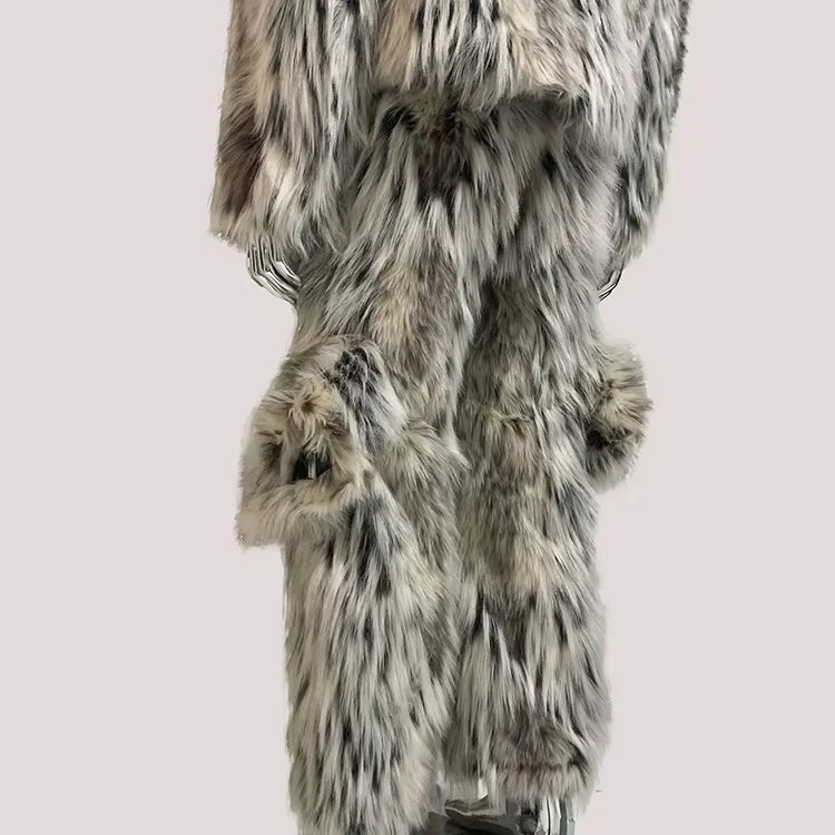 Mauroicardi Winter Long Colorful Thick Warm Hairy Fluffy Faux Fox Fur Wide Leg Pants Men Luxury Designer Emo Clothes Streetwear